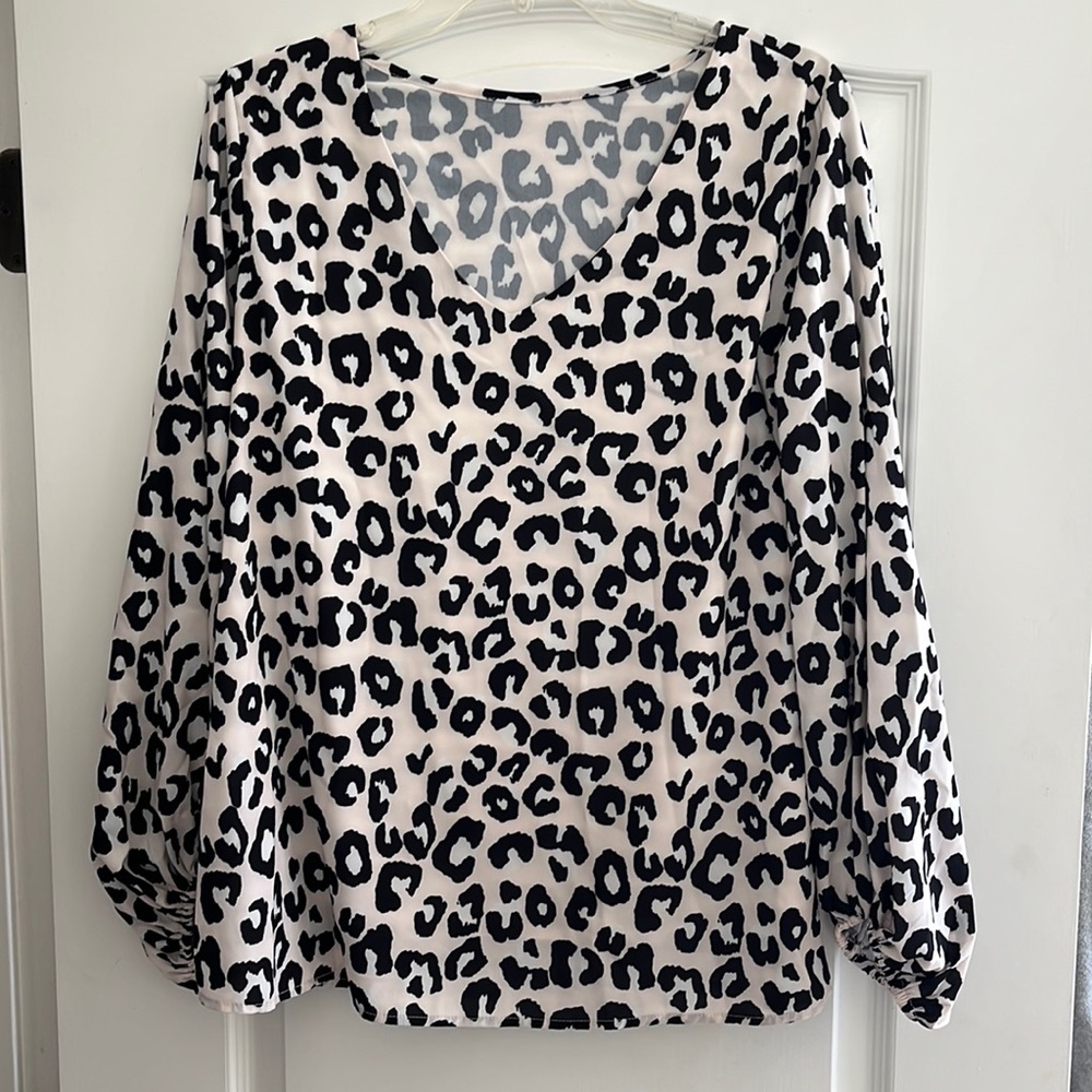 Beige leopard print blouse